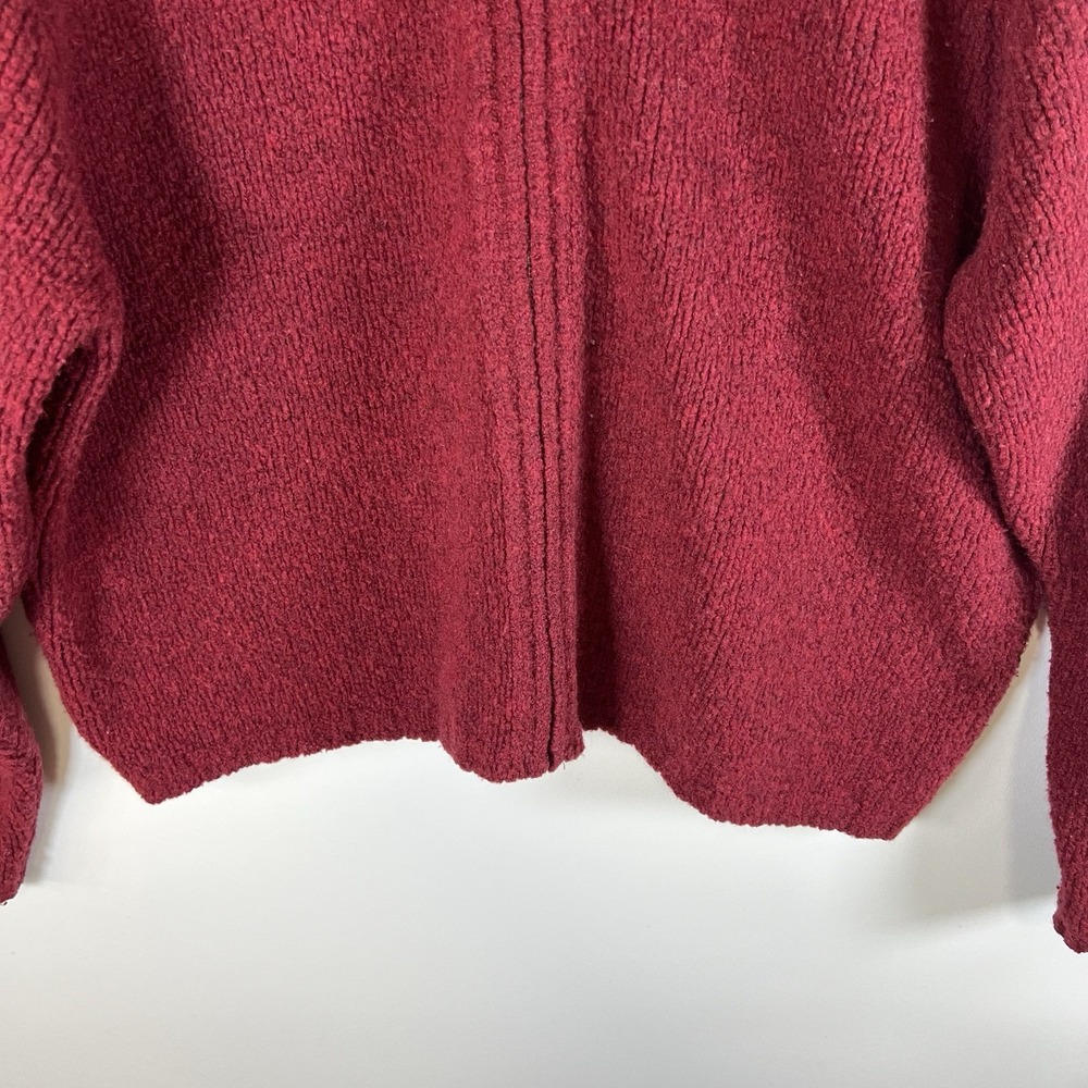 L.L. Bean Wool‎ Blend Sweater Women XL Red Knit Full Zip Fisherman Vintage - Picture 3 of 11